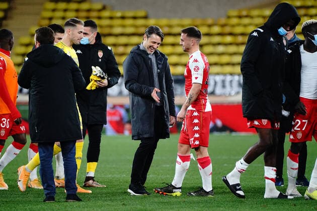 Niko Kovac (entraineur de l AS Monaco) - Ruben Aguilar (AS Monaco) FOOTBALL : AS Monaco vs OGC Nice - Ligue 1 Uber Eats - Monaco - 03 02 2021 NorbertScanella PanoramiC 