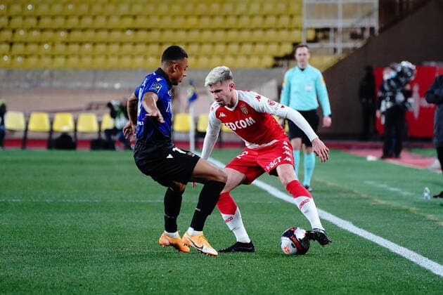 Caio Henrique Oliveira Silva (AS Monaco) - Dan Ndoye (OGC Nice) FOOTBALL : AS Monaco vs OGC Nice - Ligue 1 Uber Eats - Monaco - 03 02 2021 NorbertScanella PanoramiC 