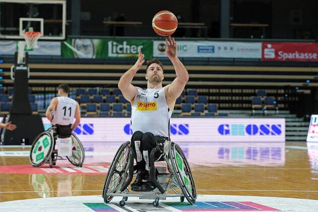 03.02.2021, xovx, Rollstuhlbasketball, 1. Bundesliga, RSV Lahn-Dill - Rhine River Rhinos Wiesbaden Simon Brown (RSV Lahn-Dill), Freisteller Wetzlar Rittal-Arena Hessen Deutschland (DE)
