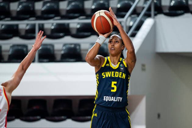 Basketball, Damen EM-Qualifikation, Schweden - Montenegro 210204 Kalis Loyd of Sweden during the FIBA Women s EURO Qualifier, EM, Europameisterschaft basketball match between Montenegro and Sweden on February 4, 2021 in Podgorica. Photo: Nikola Krstic BILDBYRAN COP 307 XX0012 basket basketball fiba women s eurobasket qualifier montenegro - sweden bbeng sverige montenegro Copyright: NIKOLAxKRSTIC BB210204BB446