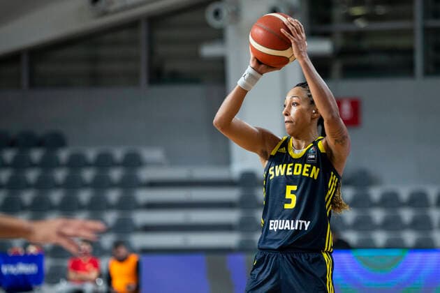 Basketball, Damen EM-Qualifikation, Schweden - Montenegro 210204 Kalis Loyd of Sweden during the FIBA Women s EURO Qualifier, EM, Europameisterschaft basketball match between Montenegro and Sweden on February 4, 2021 in Podgorica. Photo: Nikola Krstic BILDBYRAN COP 307 XX0012 basket basketball fiba women s eurobasket qualifier montenegro - sweden bbeng sverige montenegro Copyright: NIKOLAxKRSTIC BB210204BB550