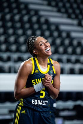 Basketball, Damen EM-Qualifikation, Schweden - Montenegro 210204 Kalis Loyd of Sweden during the FIBA Women s EURO Qualifier, EM, Europameisterschaft basketball match between Montenegro and Sweden on February 4, 2021 in Podgorica. Photo: Nikola Krstic BILDBYRAN COP 307 XX0012 basket basketball fiba women s eurobasket qualifier montenegro - sweden bbeng sverige montenegro Copyright: NIKOLAxKRSTIC BB210204BB553