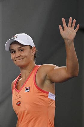 TENNIS YARRA VALLEY CLASSIC, Ashleigh Barty of Australia after her win in the quarter final of the Yarra Valley Classic - WTA, Tennis Damen 500 match against Shelby Rogers of the USA at Melbourne Park in Melbourne, Friday, February 5, 2021. ( NO ARCHIVING, EDITORIAL USE ONLY, NO USE IN BOOKS WITHOUT CONSENT MELBOURNE VIC AUSTRALIA  Copyright: xDEANxLEWINSx 20210205001518407478
