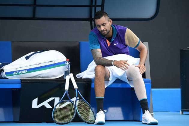TENNIS MURRAY RIVER OPEN, Nick Kyrgios of Australia reacts between games during his Murray River Open - ATP, Tennis Herren 250 match against Borna Coric of Croatia at Melbourne Park in Melbourne, Friday, February 5, 2021.. ( NO ARCHIVING, EDITORIAL USE ONLY, NO USE IN BOOKS WITHOUT CONSENT MELBOURNE VIC AUSTRALIA  Copyright: xDAVExHUNTx 20210205001518415706