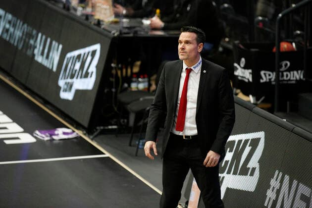 BBL easyCredit Basketball Bundesliga Saison 2020 2021 16. Spieltag am Freitag, 05. Februar 2021 in der edel-optics.de Arena in Hamburg: Hamburg Towers - Medi Bayreuth Headcoach Raoul Korner ( Bayreuth ) Hamburg Towers - Medi Bayreuth