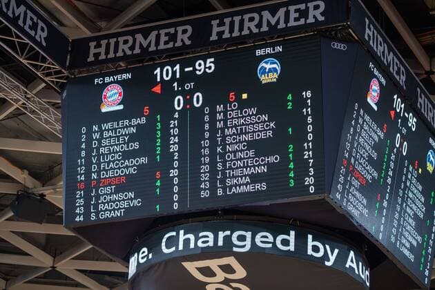 Anzeigetafel, FC Bayern Basketball vs. Alba Berlin, EuroLeague, 05.02.2021 Muenchen Bayern Deutschland