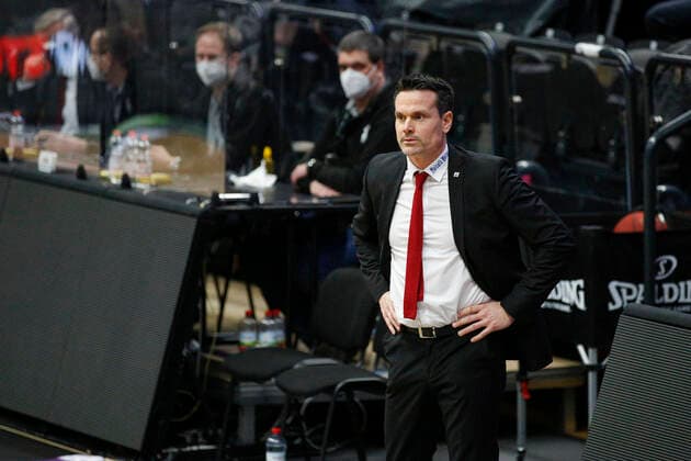 BBL easyCredit Basketball Bundesliga Saison 2020 2021 16. Spieltag am Freitag, 05. Februar 2021 in der edel-optics.de Arena in Hamburg: Hamburg Towers - Medi Bayreuth Headcoach Raoul Korner ( Bayreuth ) Hamburg Towers - Medi Bayreuth