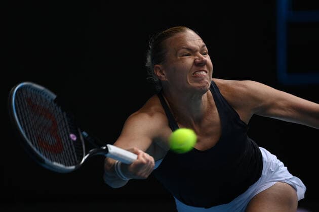 TENNIS GIPPSLAND TROPHY, Kaia Kanepi of Estonia in action during the semi finals of the Gippsland Trophy - WTA, Tennis Damen 500 match against Ekaterina Alexandrova of Russia at Melbourne Park in Melbourne, Saturday, February 6, 2021. ( NO ARCHIVING, EDITORIAL USE ONLY, NO USE IN BOOKS WITHOUT CONSENT MELBOURNE VIC AUSTRALIA  Copyright: xDEANxLEWINSx 20210206001518649248