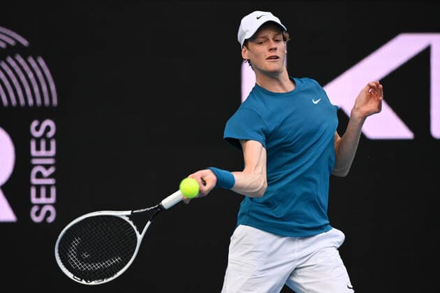 TENNIS GREAT OCEAN ROAD OPEN, Jannik Sinner of Italy in action during the semi finals of the Great Ocean Road Open - ATP, Tennis Herren 250 match against Karen Khachanov of Russia at Melbourne Park in Melbourne, Saturday, February 6, 2021. ( NO ARCHIVING, EDITORIAL USE ONLY, NO USE IN BOOKS WITHOUT CONSENT MELBOURNE VIC AUSTRALIA  Copyright: xDeanxLewinsx 20210206001518664348