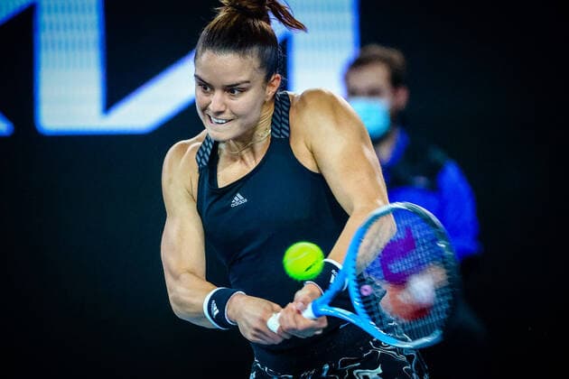 Maria Sakkari pictured during a tennis match between Greek Maria Sakkari WTA, Tennis Damen 22) & German Angelique Kerber (WTA 25), in the quarter finals of the women s match at the WTA Grampians Trophy ahead of the Australian Open grand slam, Saturday 06 February 2021 in Melbourne Park, Melbourne, Australia. Maria Sakkari won the match in two sets. PATRICKxHAMILTON  x2638116x