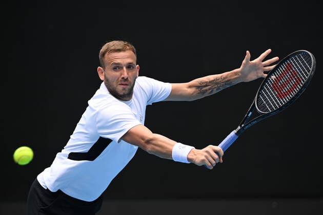 TENNIS MURRAY RIVER OPEN, Daniel Evans of Great Britian in action against Felix Auger-Aliassime during the final of the Murray River Open - ATP, Tennis Herren 250 match on Margaret Coiurt Arena at Melbourne Park in Melbourne, Sunday, February 7, 2021. ( NO ARCHIVING, EDITORIAL USE ONLY, NO USE IN BOOKS WITHOUT CONSENT MELBOURNE VIC AUSTRALIA  Copyright: xDEANxLEWINSx 20210207001518874632