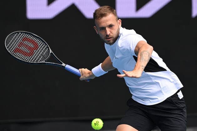 TENNIS MURRAY RIVER OPEN, Daniel Evans of Great Britian in action against Felix Auger-Aliassime during the final of the Murray River Open - ATP, Tennis Herren 250 match on Margaret Coiurt Arena at Melbourne Park in Melbourne, Sunday, February 7, 2021. ( NO ARCHIVING, EDITORIAL USE ONLY, NO USE IN BOOKS WITHOUT CONSENT MELBOURNE VIC AUSTRALIA  Copyright: xDEANxLEWINSx 20210207001518874822