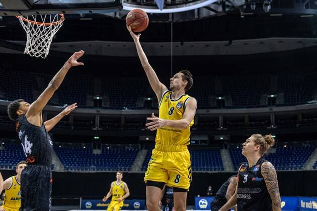 Basketball Berlin 07.02.2021 Saison 2020 2021 BBL 1. Bundesliga easyCredit-BBL Alba Berlin - NINERS Chemnitz Marcus Eriksson (Alba Berlin, No.08)