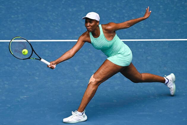 TENNIS AUSTRALIAN OPEN, Venus Williams of the United States of America in action during her first Round Women s singles match against Kirsten Flipkens of Belgium on Day 1 of the Australian Open at Melbourne Park in Melbourne, Monday, February 8, 2021. ( NO ARCHIVING, EDITORIAL USE ONLY, NO USE IN BOOKS WITHOUT CONSENT MELBOURNE VIC AUSTRALIA  Copyright: xDEANxLEWINSx 20210208001519097165
