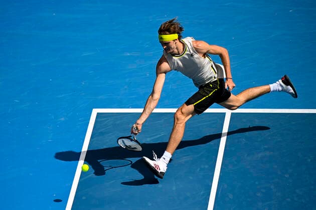 TENNIS AUSTRALIAN OPEN, Alexander Zverev of Germany in action during his first Round Men s singles match against Marcos Giron of the United States of America on Day 1 of the Australian Open at Melbourne Park in Melbourne, Monday, February 8, 2021. ( NO ARCHIVING, EDITORIAL USE ONLY, NO USE IN BOOKS WITHOUT CONSENT MELBOURNE VIC AUSTRALIA  Copyright: xDEANxLEWINSx 20210208001519135545
