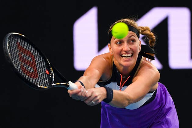 TENNIS AUSTRALIAN OPEN, Petra Kvitova of the Czech Republic in action during her first Round Women s singles match against against Greet Minnen of Belgium on Day 1 of the Australian Open at Melbourne Park in Melbourne, Monday, February 8, 2021. ( NO ARCHIVING, EDITORIAL USE ONLY, NO USE IN BOOKS WITHOUT CONSENT MELBOURNE VIC AUSTRALIA  Copyright: xJAMESxROSSx 20210208001519170076