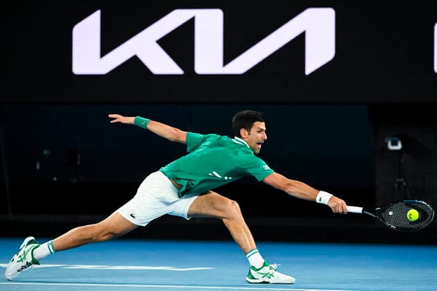 TENNIS AUSTRALIAN OPEN, Novak Djokovic of Serbia in action during his first Round Men s singles match against Jeremy Chardy of the United States of America on Day 1 of the Australian Open at Melbourne Park in Melbourne, Monday, February 8, 2021. ( NO ARCHIVING, EDITORIAL USE ONLY, NO USE IN BOOKS WITHOUT CONSENT MELBOURNE VIC AUSTRALIA  Copyright: xDAVExHUNTx 20210208001519180518
