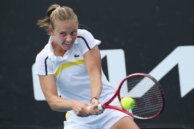 Fiona Ferro, FRA, during first round of 2021 Australian Open in Melbourne, 08 02 2021; -