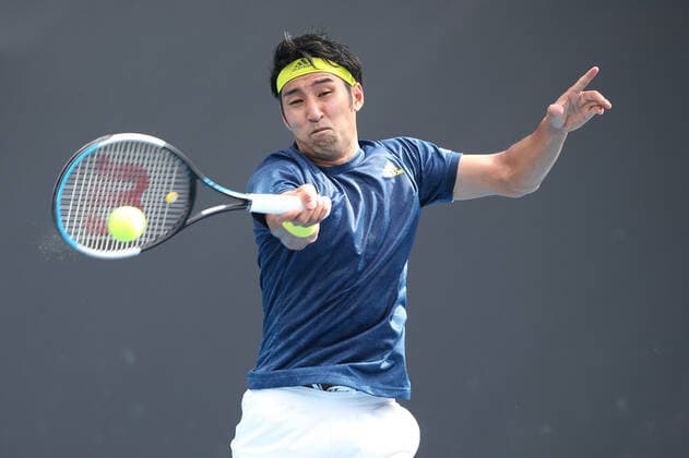 Yasutaka Uchiyama, JPN, during first round of 2021 Australian Open in Melbourne, 08 02 2021; -