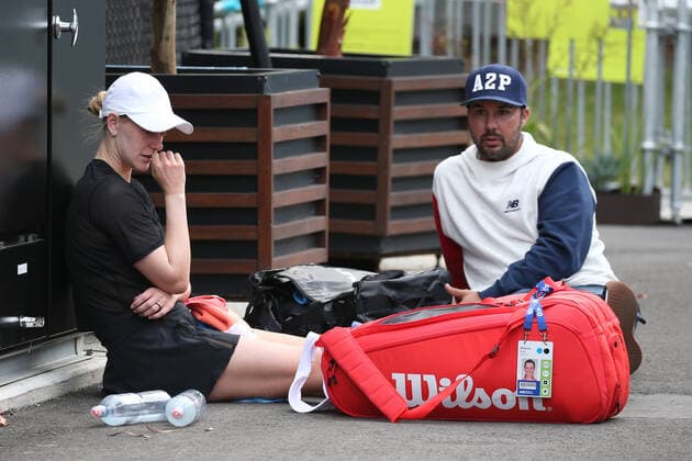 Alison Riske, USA, after first round of 2021 Australian Open in Melbourne, 08 02 2021; -