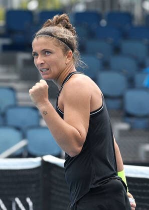 Sara Errani, ITA, during first round of 2021 Australian Open in Melbourne, 08 02 2021; -