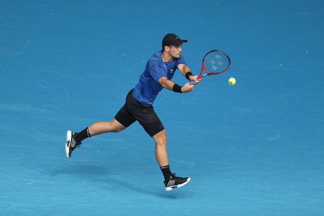 Marcos Giron, USA, during first round of 2021 Australian Open in Melbourne, 08 02 2021; -