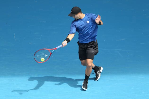 Marcos Giron, USA, during first round of 2021 Australian Open in Melbourne, 08 02 2021; -