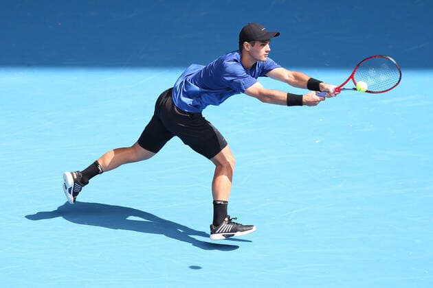 Marcos Giron, USA, during first round of 2021 Australian Open in Melbourne, 08 02 2021; -