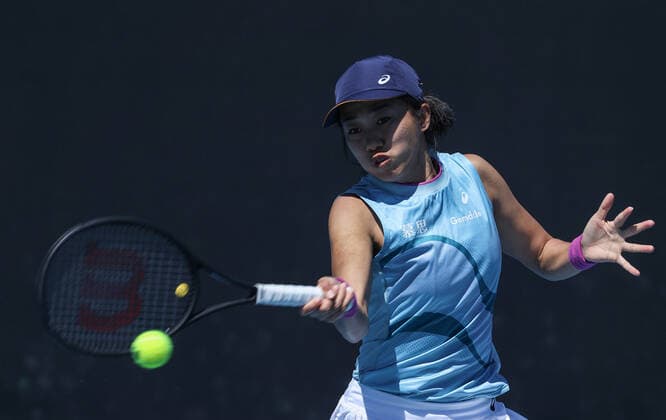 (210209) -- MELBOURNE, Feb. 9, 2021 -- Zhang Shuai of China returns a shot during the women s singles first round match between Zhang Shuai of China and Ann Li of the United States at Australian Open in Melbourne Park, Melbourne, Australia on Feb. 9, 2021. ) (SP)AUSTRALIA-MELBOURNE-TENNIS-AUSTRALIAN OPEN-DAY 2 BaixXuefei 