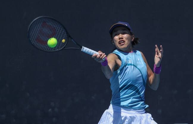 (210209) -- MELBOURNE, Feb. 9, 2021 -- Zhang Shuai of China returns a shot during the women s singles first round match between Zhang Shuai of China and Ann Li of the United States at Australian Open in Melbourne Park, Melbourne, Australia on Feb. 9, 2021. ) (SP)AUSTRALIA-MELBOURNE-TENNIS-AUSTRALIAN OPEN-DAY 2 BaixXuefei 