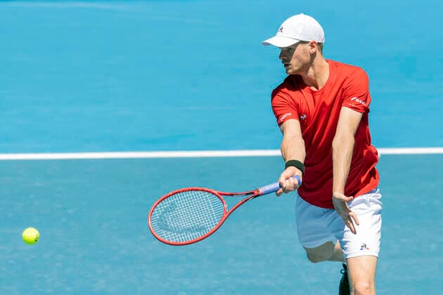 Yannick Hanfmann Australian Open 2021 - Melbourne Park - Melbourne - Victoria - Australia - 09 02 2021. Copyright: xJuergenxHasenkopfx