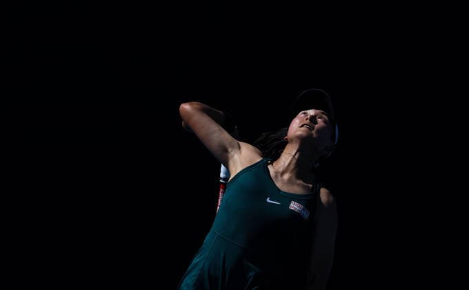(210209) -- MELBOURNE, Feb. 9, 2021 -- Wang Yafan of China serves during the women s singles first round match between Donna Vekic of Croatia and Wang Yafan of China at the Australian Open in Melbourne Park, Melbourne, Australia on Feb. 9, 2021. Bai Xuefei) (SP)AUSTRALIA-MELBOURNE-TENNIS-AUSTRALIAN OPEN-DAY 2 BaixXuefeihujingchen 