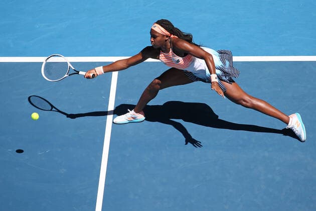 Coco Gauff, USA, during first round of 2021 Australian Open in Melbourne, 09 02 2021; -