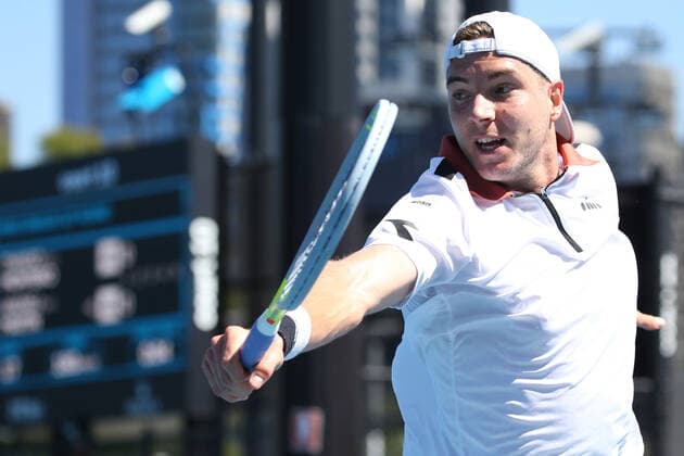 Jan-Lennard Struff, GER, during first round of 2021 Australian Open in Melbourne, 09 02 2021; -
