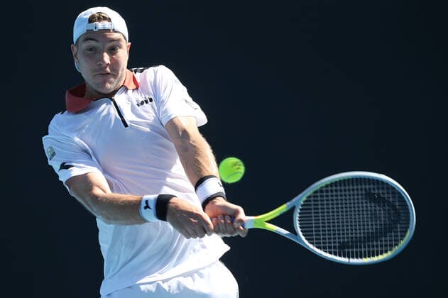 Jan-Lennard Struff, GER, during first round of 2021 Australian Open in Melbourne, 09 02 2021; -