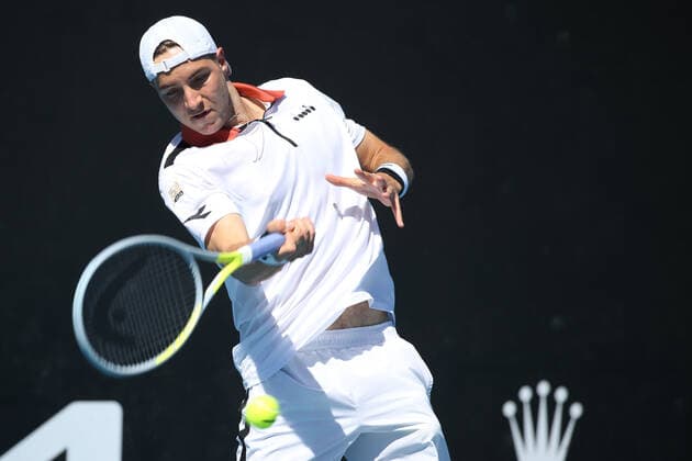 Jan-Lennard Struff, GER, during first round of 2021 Australian Open in Melbourne, 09 02 2021; -
