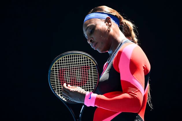 TENNIS AUSTRALIAN OPEN, Serena Williams of the United States of America reacts during her second Round Women s singles match against Nina Stojanovic of Serbia on Day 3 of the Australian Open at Melbourne Park in Melbourne, Wednesday, February 10, 2021. ( NO ARCHIVING, EDITORIAL USE ONLY, NO USE IN BOOKS WITHOUT CONSENT MELBOURNE VIC AUSTRALIA  Copyright: xDAVExHUNTx 20210210001519536558