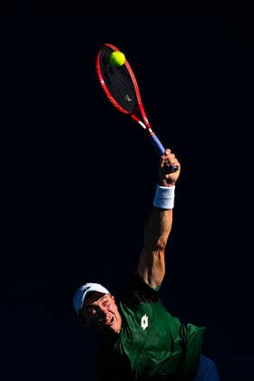 TENNIS AUSTRALIAN OPEN, Dominik Koepfer of Germany in action during his second Round Men s singles match against Dominic Thiem of Austria on Day 3 of the Australian Open at Melbourne Park in Melbourne, Wednesday, February 10, 2021. ( NO ARCHIVING, EDITORIAL USE ONLY, NO USE IN BOOKS WITHOUT CONSENT MELBOURNE VIC AUSTRALIA  Copyright: xDEANxLEWINSx 20210210001519555494