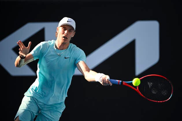 TENNIS AUSTRALIAN OPEN, Denis Shapovalov of Canada in action during his second Round Men s singles match against Bernard Tomic of Australia on Day 3 of the Australian Open at Melbourne Park in Melbourne, Wednesday, February 10, 2021. ( NO ARCHIVING, EDITORIAL USE ONLY, NO USE IN BOOKS WITHOUT CONSENT MELBOURNE VIC AUSTRALIA  Copyright: xDEANxLEWINSx 20210210001519562554