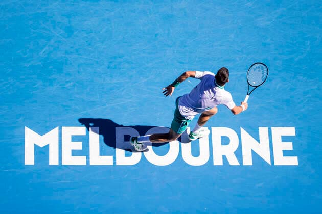MELBOURNE, VIC - FEBRUARY 10: Novak Djokovic of Serbia in action during round 2 of the 2021 Australian Open on February 10 2020, at Melbourne Park in Melbourne, Australia. (Photo by Jason Heidrich Icon Sportswire) TENNIS: FEB 10 Australian Open Icon2102101243