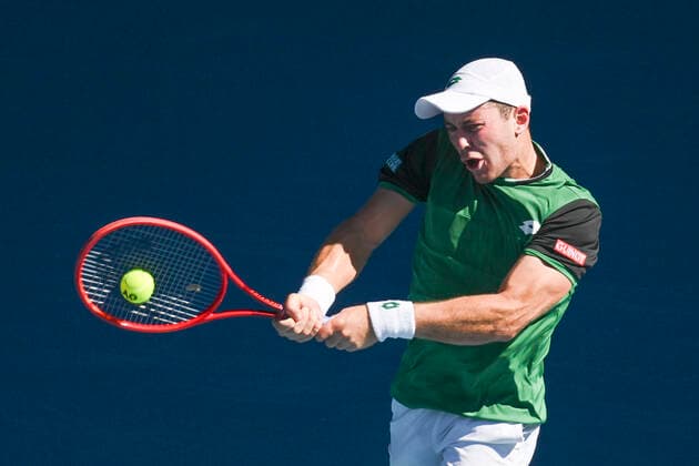 Dominik Koepfer Australian Open 2021 - Melbourne Park - Melbourne - Victoria - Australia - 10 02 2021. Copyright: xJuergenxHasenkopfx