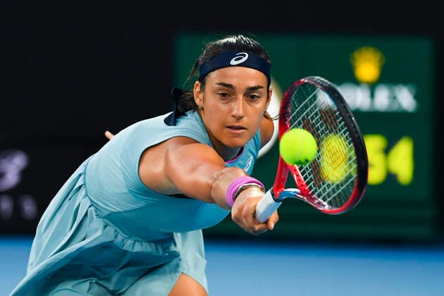 TENNIS AUSTRALIAN OPEN, Caroline Garcia of France in action during her second Round Women s singles match against Naomi Osaka of Japan on Day 3 of the Australian Open at Melbourne Park in Melbourne, Wednesday, February 10, 2021. ( NO ARCHIVING, EDITORIAL USE ONLY, NO USE IN BOOKS WITHOUT CONSENT MELBOURNE VIC AUSTRALIA  Copyright: xJAMESxROSSx 20210210001519586309