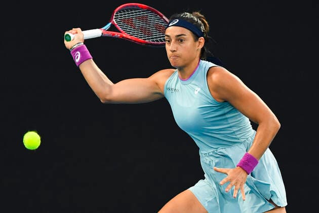 TENNIS AUSTRALIAN OPEN, Caroline Garcia of France in action during her second Round Women s singles match against Naomi Osaka of Japan on Day 3 of the Australian Open at Melbourne Park in Melbourne, Wednesday, February 10, 2021. ( NO ARCHIVING, EDITORIAL USE ONLY, NO USE IN BOOKS WITHOUT CONSENT MELBOURNE VIC AUSTRALIA  Copyright: xJAMESxROSSx 20210210001519586707