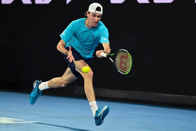 TENNIS AUSTRALIAN OPEN, Ugo Humbert of France in action during his second Round Men s singles match against Nick Kyrgios of Australia on Day 3 of the Australian Open at Melbourne Park in Melbourne, Wednesday, February 10, 2021. ( NO ARCHIVING, EDITORIAL USE ONLY, NO USE IN BOOKS WITHOUT CONSENT MELBOURNE VIC AUSTRALIA  Copyright: xDAVExHUNTx 20210210001519589332