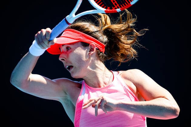 French Alize Cornet pictured in action at a tennis match between French Cornet and US Li, in the secound round of the women s singles competition of the Australian Open tennis Grand Slam, Wednesday 10 February 2021 in Melbourne Park, Melbourne, Australia. The 2021 edition of the Australian Grand Slam has been delayed by three week because of the ongoing pandemic. PATRICKxHAMILTON  x2641300x