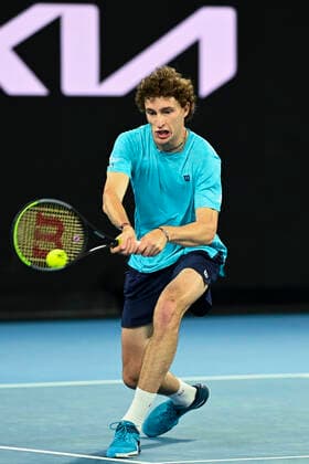 TENNIS AUSTRALIAN OPEN, Ugo Humbert of France in action during his second Round Men s singles match against Nick Kyrgios of Australia on Day 3 of the Australian Open at Melbourne Park in Melbourne, Wednesday, February 10, 2021. ( NO ARCHIVING, EDITORIAL USE ONLY, NO USE IN BOOKS WITHOUT CONSENT MELBOURNE VIC AUSTRALIA  Copyright: xDAVExHUNTx 20210210001519605223