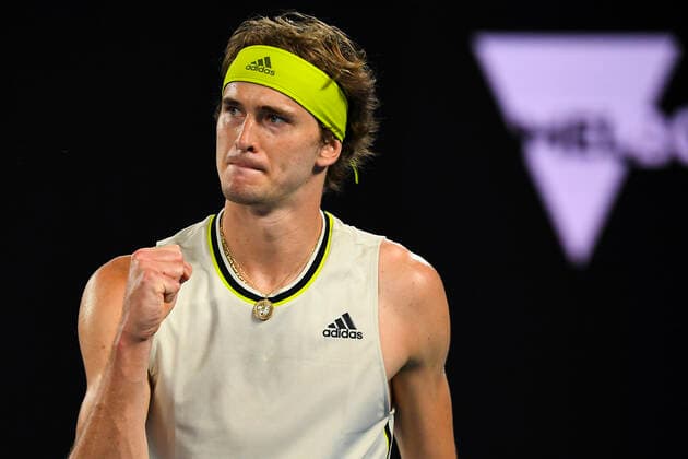 TENNIS AUSTRALIAN OPEN, Alexander Zverev of Germany celebrates after winning his second Round Men s singles match against Maxime Cressy of the United States of America on Day 3 of the Australian Open at Melbourne Park in Melbourne, Wednesday, February 10, 2021. ( NO ARCHIVING, EDITORIAL USE ONLY, NO USE IN BOOKS WITHOUT CONSENT MELBOURNE VIC AUSTRALIA  Copyright: xJAMESxROSSx 20210210001519606773