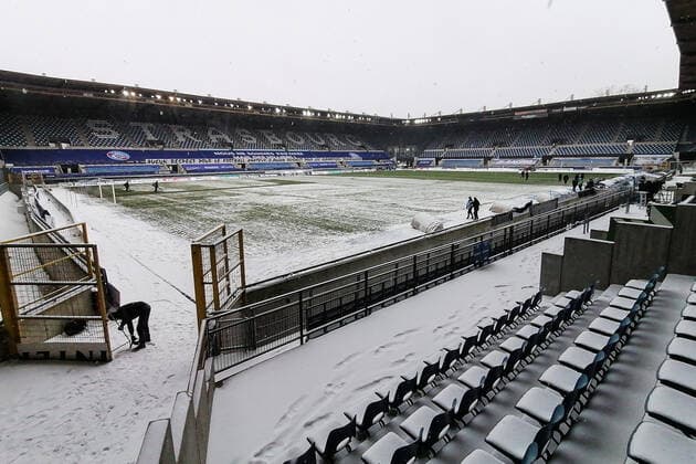 Illustration stade - vue generale - neige FOOTBALL : Strasbourg vs Montpellier - Coupe de France - Strasbourg - 10 02 2021 FedericoPestellini Panoramic 