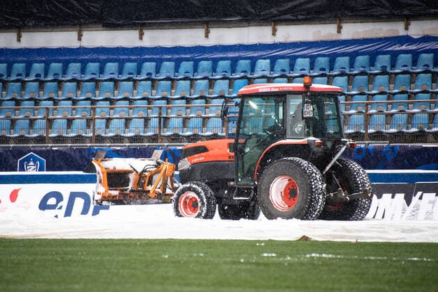Illustration stade - neige FOOTBALL : Strasbourg vs Montpellier - Coupe de France - Strasbourg - 10 02 2021 FedericoPestellini Panoramic 