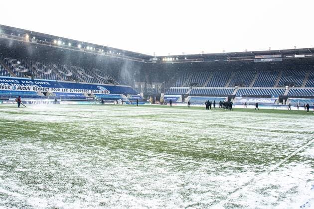 Illustration stade - vue generale - neige FOOTBALL : Strasbourg vs Montpellier - Coupe de France - Strasbourg - 10 02 2021 FedericoPestellini Panoramic 